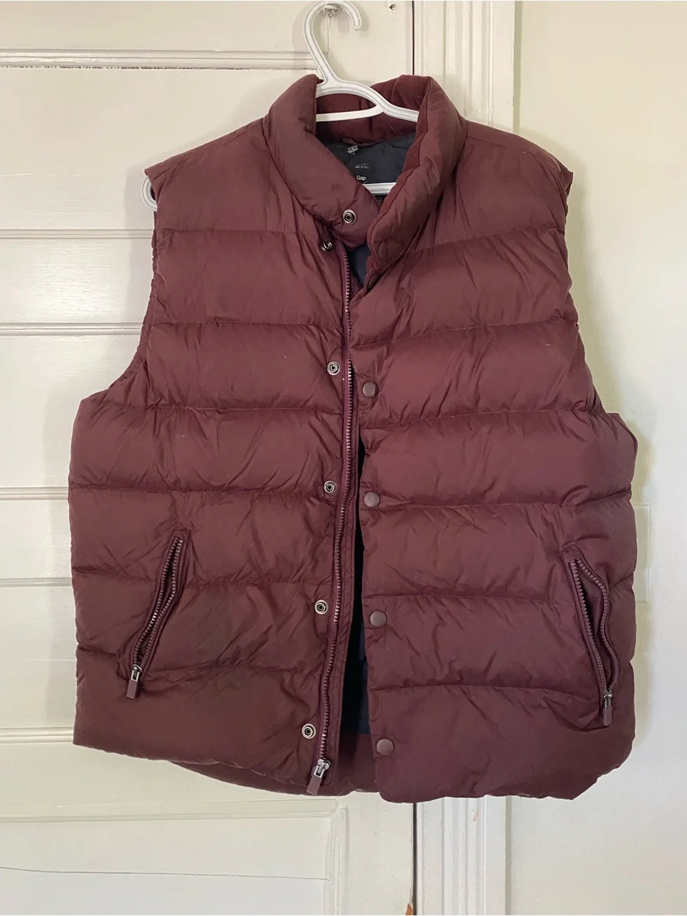 Men's Gap Quilted Down Vest - Burgundy - Picture 2 of 7